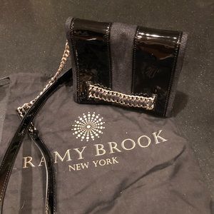 Mixed media shoulder bag. black